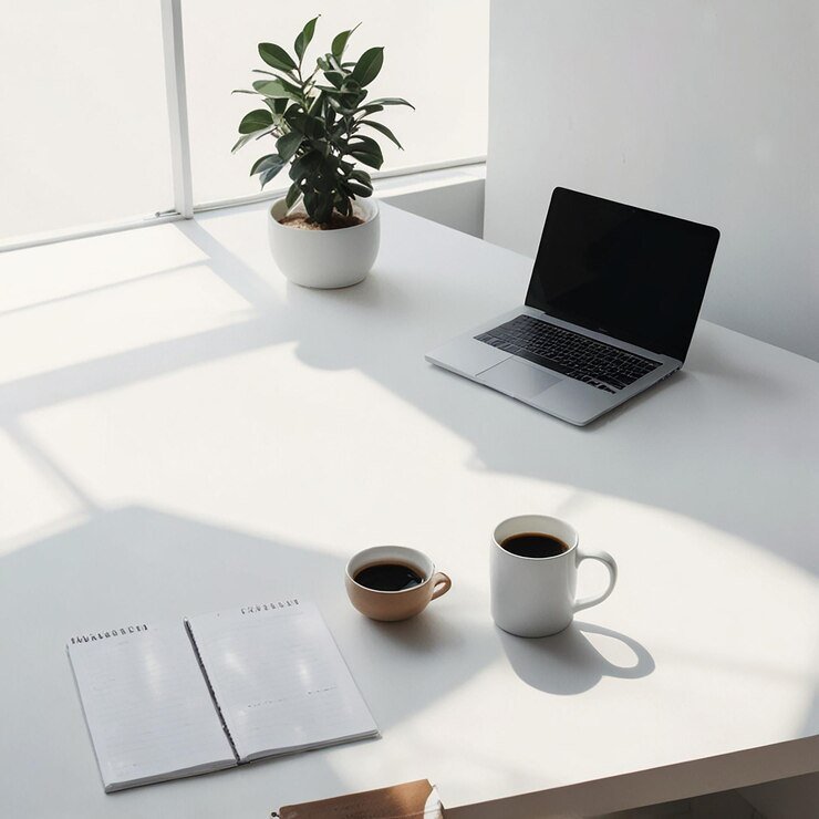 espacio-trabajo-minimalista-limpio-portatil-elegante-taza-cafe-escritorio-blanco_1101464-1630